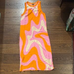 Wild Fable Orange and Pink Midi Dress